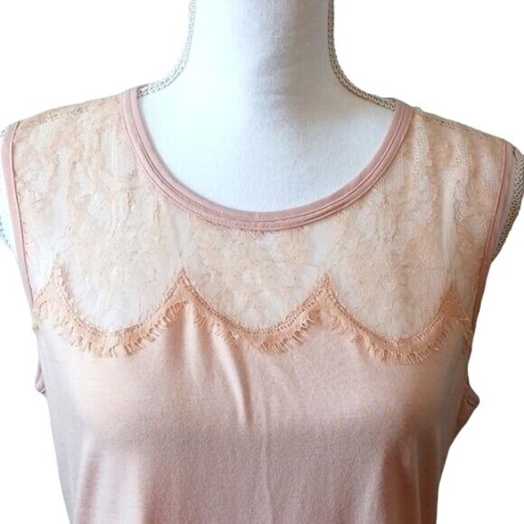 Karen Millen Blush Pink Sleeveless Scalloped Lace Neckline Blouse Size 10 Top - Picture 3 of 11